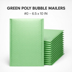 Poly Bubble Mailers Green #0 6.5×10 Self Seal Padded Shipping Envelopes