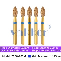 5/pk Dental Zirconia FG Diamond Burs & Holder Pointed Football Polishing Burs