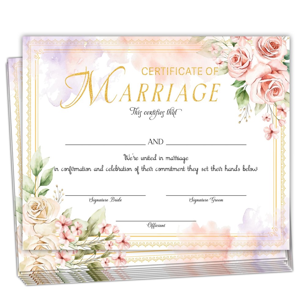 Floral Marriage Certificates, Wedding Certificate for Wedding Ceremony Propos…