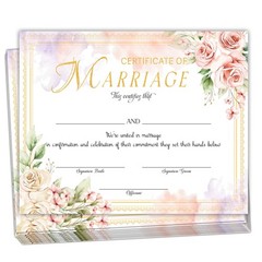Floral Marriage Certificates, Wedding Certificate for Wedding Ceremony Propos…