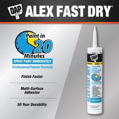 DAP Alex Fast Dry Caulk Plus Silicone 10.1 oz Waterproof Paintable White Caulk