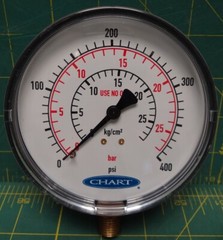 Chart 3 1/2″ Pressure Gauge 0-28 kg/cm sq 0-27 bar 0-400 PSI