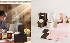 15 Pack 2/4 Cup Drink Carrier with Handle – Sturdy Kraft Paperboard Coffee Cup