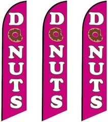 3 (three) Tall windless full sleeve flags of Donuts for Business Advertising…