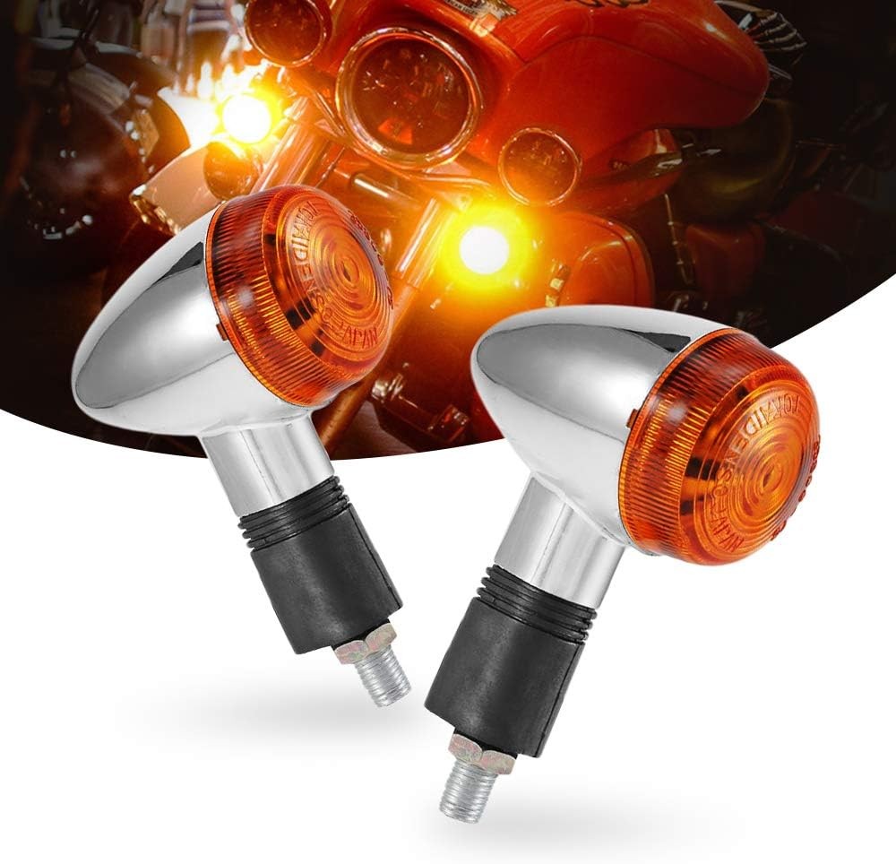 Turn Signals 2pcs Chrome Bullet Front Rear Lights for Motorcycle St Size: 2pcs