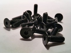 (50) M5 M5-0.8 M5-8 16 16mm Black Oxide Hex Socket Cap Flat Head Machine Screws