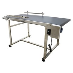 Electric PVC Belt Conveyor 59×31.5” Double Guardrails Speed 5-18m/min 110V New