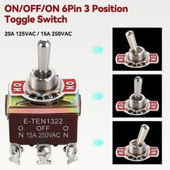 5x Heavy Duty Switch Toggle 15A ON/OFF/ON 250V 20A 125V Metal Bakelite 6Pin DPDT