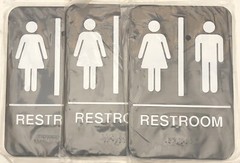 Lot of 3 Restroom 6”x9” Signage Board Information Sign Plactic w/ Braille