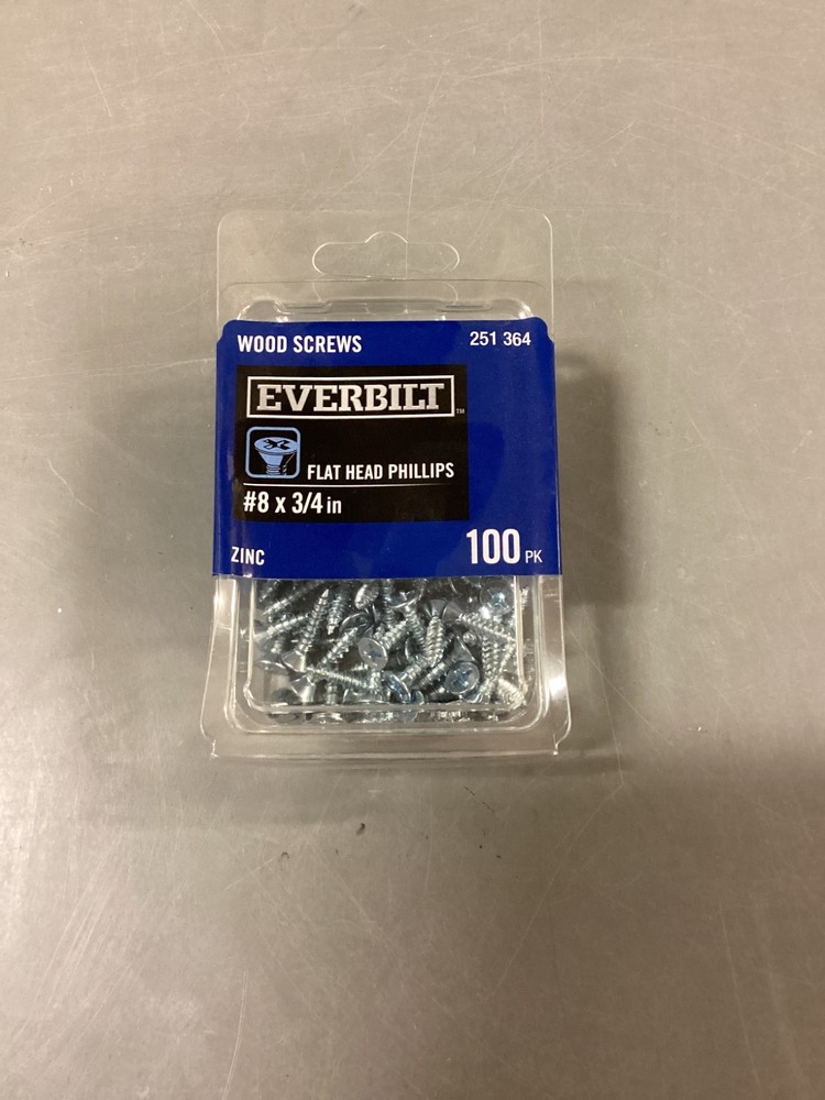 #8 x 3/4in Phillips Flat Head Zinc Plated Wood Screw, Box of 100 pcs (801812)