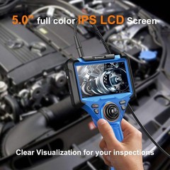 0.25 in Slim Probe 360° Articulating Endoscope Camera with 5″ Screen & Light