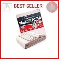 Bryco Goods Newsprint Packing Paper Sheets for Moving – 5lb – 160 Sheets of News