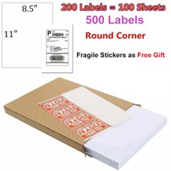 500 Half Sheet Shipping Labels Page 8.5×5.5 Self Adhesive Round 2 Per Sheet US