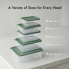 Carrotez 9.7 Cup Rectangular Food Storage Containers Lids Stackable Meal Prep