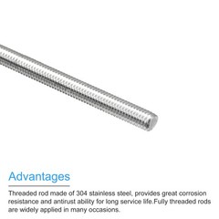 4Pcs Fully Threaded Rod M5x350mm 0.8mm Pitch 304 Stainless Steel Right Hand