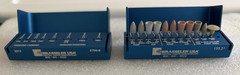 Set of 8 Bur Blocks: 6 Brasseler, 1 Komet, 1 Henry Schein Bur Blocks