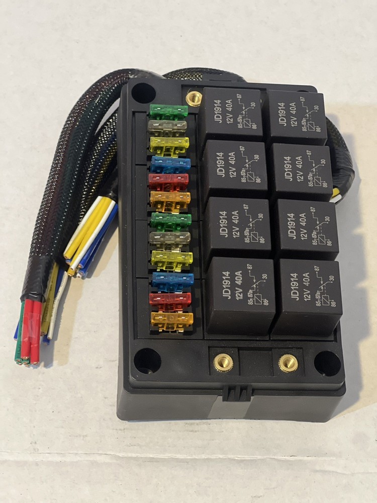 12V Relay Box 15 Way Fuse Relay Box, with Pre-Wired, 8 Relays and 15 ATC/ATO Bl