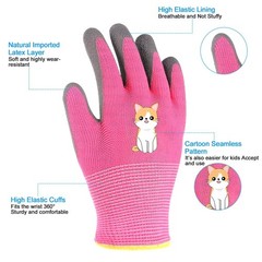 3 Pairs Gardening Gloves for Kids 24 Years, Kids Work Gloves with Late…