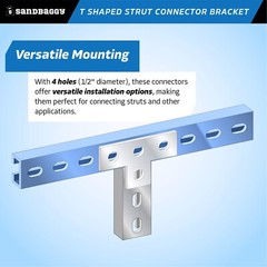 Sandbaggy Galvanized Flat T Shaped Strut Connector Bracket – 4 Hole