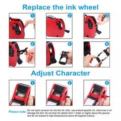 8-Digit Price Tag Gun Marking Machine with Sticker Labels & Ink Roller
