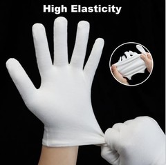3 Pairs White Cotton Gloves For Dry Hands Sleeping,Moisturizing Spa Lotion Glove