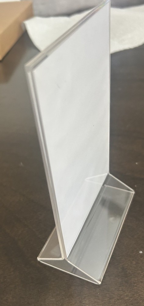 Acrylic Sign Holder 2 Sided Display Clear, Table Tent 4” W X 6” H New