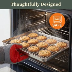 Baking Sheet with Rack Set (2 Pans + 2 Racks), 16 x 16 x 12 x 1 Inch, Silver