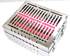 5 PINK GERMAN DENTAL AUTOCLAVE STERILIZATION CASSETTE RACKTRAY FOR 15 INSTRUMENT