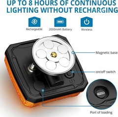 2pcs Rechargeable Amber Flashing Lights LED Truck Magnetic Warning Strobe Hazard