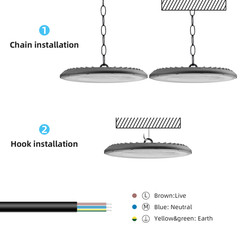 3Pack LED 500W UFO High Bay Lights Warehouse Factory Shop GYM Lamp Super Bright