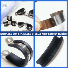 60 Pcs Cable Clamps Kit, 304 Stainless Steel Wire Clamps with Rubber Cushion