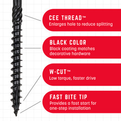 GRK Fasteners RSS™ 5/16 x 3-1/8 Inch, Black Multi-Purpose Structural Screws,