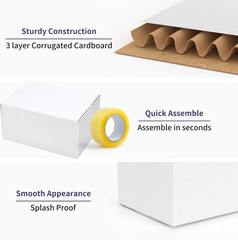 25 Pack Shipping Boxes 8X8X8, White Corrugated Cardboard Mailing Box for Busines