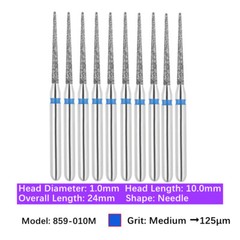 10pc Vakker Friction Grip Diamond Burs Needle Burs for High Speed Handpiece