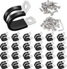 50PCS 3/8 Inch Cable Clamps 304 Stainless Steel Rubber Cushion Insulated Wire Cl