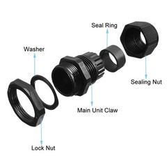 FULARR 40Pcs Premium Nylon PG7 Cable Gland, 3～6.5mm Adjustable IP68 Waterproo…