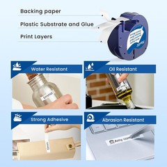 50PK Dymo Letratag Refill 91331 White Plastic Label Tape 12mm 1/2″ LT-100H 100T