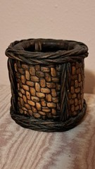 Vintage 4 Pc Woven Bamboo Rattan Wicker Desk Organizer Set Pencil Letter Boho