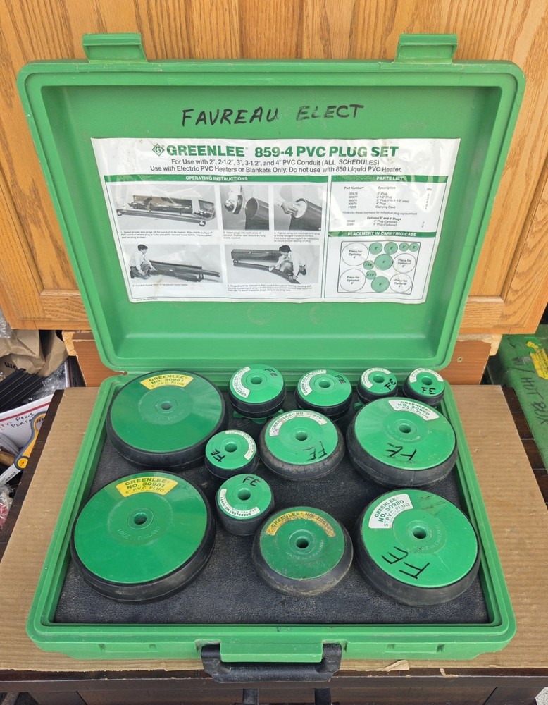 Greenlee 859-4 859 Pvc Plug Set 2″ – 6″, 12 Pc W/ Case