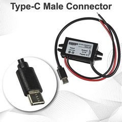 HQRP DC-DC Step Down Converter 12/24V to 5V 3A 15W with Type-C Male Connector