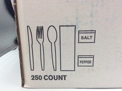 Monogram Cutlery Kit Medium Weight White w/ Salt Pepper Knife Fork Spoon Napkin