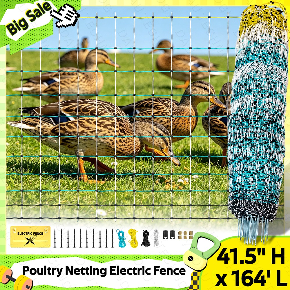 Sturdy Poultry Netting Electric Fence 41.5″ Hx164′ L for Farms, Ranches, Gardens