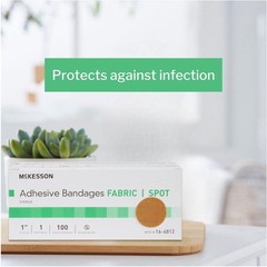 McKesson Adhesive Bandages, Sterile, Fabric Spot, 100 Count (Pack of 1), Tan