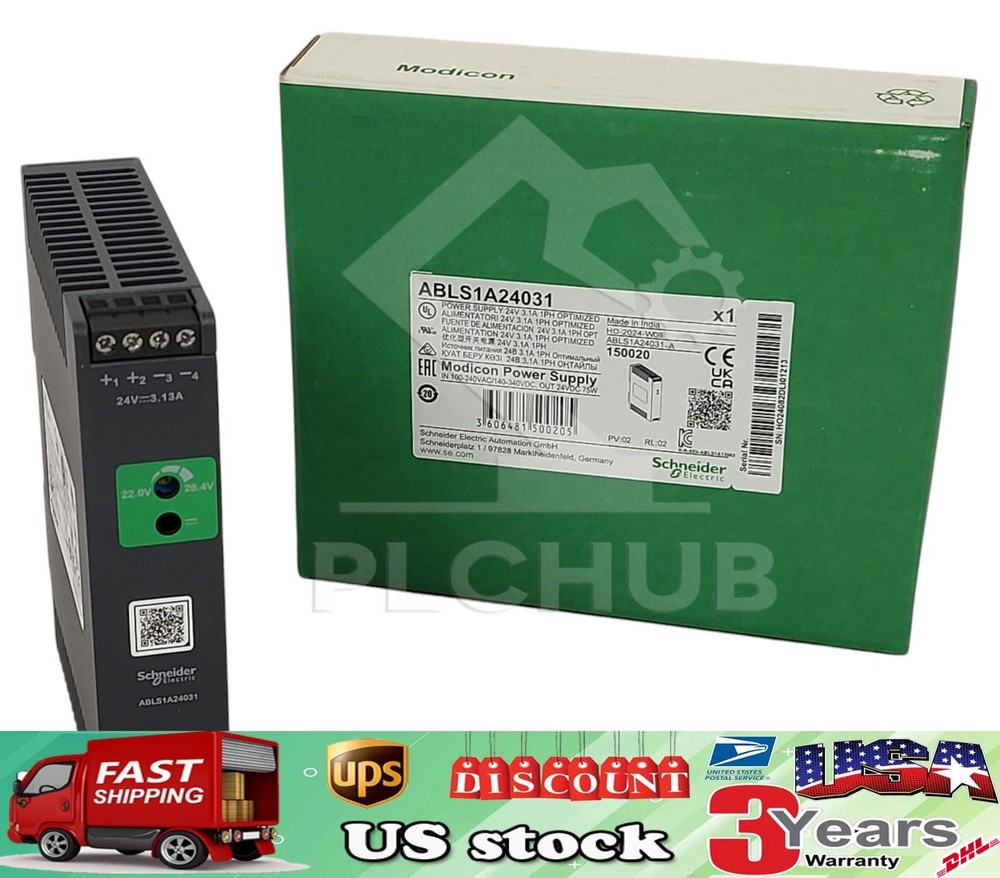 Schneider ABLS1A24031 Regulated Power Supply 100-240V AC, 24V 3.1 A Single Phase