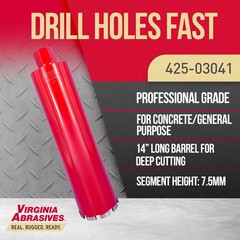 Virginia Abrasives 425-03041 (4″x14″ Core Drill Bit) NEW IN BOX