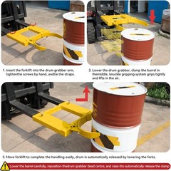 Drum Grabber for 55 Gal Drums up to 22.4″ Diameter 1500 Lb Capacity Fork Mounted