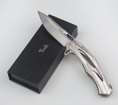 Hunting Pocket Knife, 4″ 5Cr13 Steel Blade Steel Handle for EDC Camping Gifts