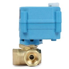 U.S. Solid 3 Way Electric Motorized Ball Valve 3/8 inch Brass 9-24V AC/DC