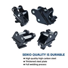 Quick-connect mechanical couplings for mini excavators, tool-free installation.