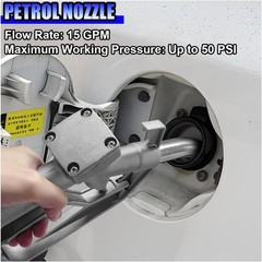 1″ FNPT Fuel Nozzle, 15/16″ Curved Spout Manual Fuel Nozzle with Hook and Swivel